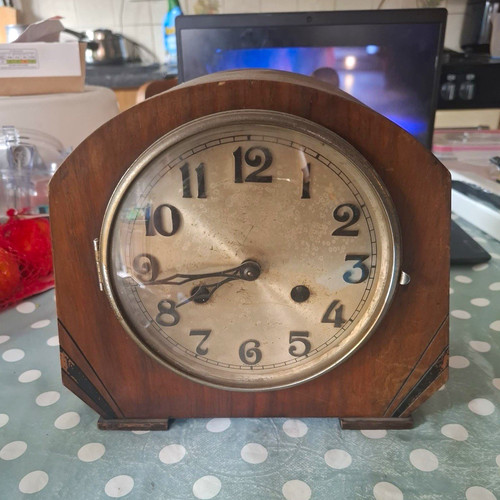 Arched wooden mantel clock - arched,