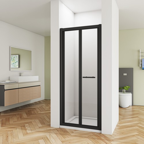 Matt black fold shower - bi,
