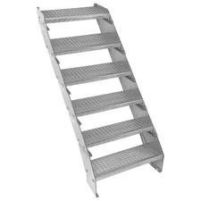 Monster Shop Adjustable 6 Section Galvanised Staircase - 600mm Wide