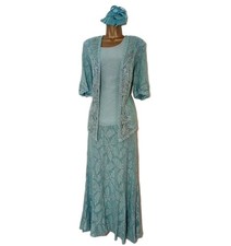 Ann Balon Tuscany Collection mother of the bride outfit sz M 12 14 wedding blue