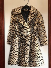 VTG 60s CHITA BY FAIRMOOR COLLINS & AIKMAN FAUX FUR LEOPARD PRINT COAT M MEDIUM