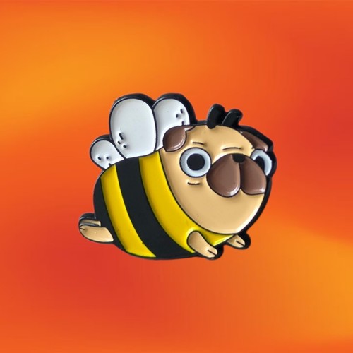 New bee pug enamel - pug, pin