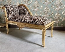 Leopard And Gold Chaise Lounge