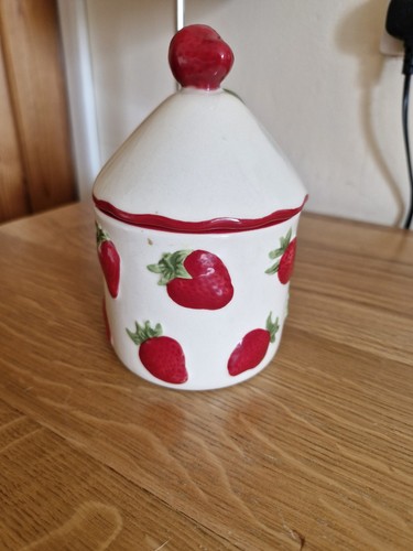 Ceramic strawberry jam pot - ceramic,