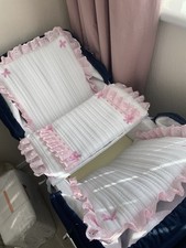 Dolls White And Pink Twin Pram