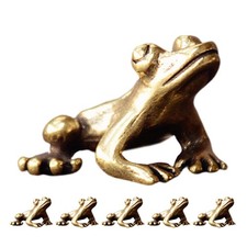  6 Pcs Chinese Tea Pet Frog Brass Figurines for Tabletop Animal Garden Ornaments