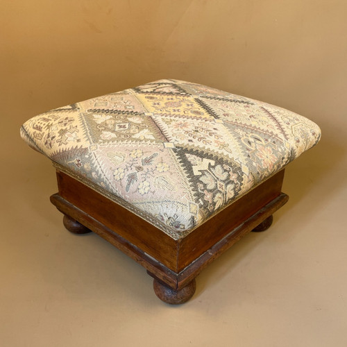 Antique wooden foot stool - antique,