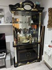 Luxury Venus  Versace style Design Italian Black/Gold 2 Door Display Cabinet