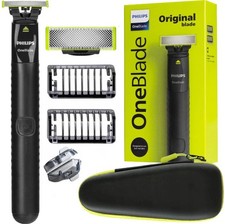 NEU Philips OneBlade Rasierer QP1424 10 Schwarz Grün mit Etui Trimmer Wet Dry