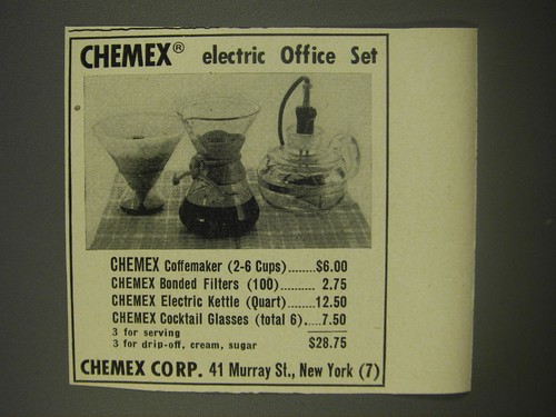 1956 chemex coffeemaker - chemex,