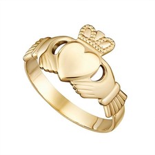 10K Gold Mens Claddagh Ring
