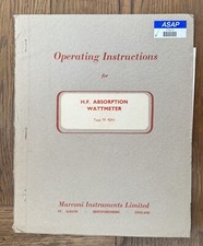 Marconi TF 957/1 H.F. Absorbtion Wattmeter Operating Instructions