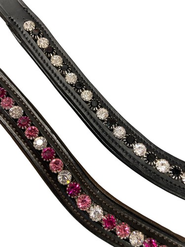 Diamante browband pink black - diamante,