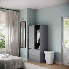 Wardrobes for Bedroom 2 Door 2 Drawer With Clothes Hanging Rail Cupboard Grey