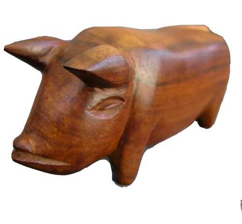 Ironwood pig sculpture hand - pig,