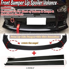 Car Front Bumper Lip Spoiler Splitter Kit+86.6" Side Skirts Extensions Universal