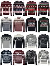 Christmas Jumper Men's Nordic Fair Isle Style Novelty Knitted Xmas Sweater Top