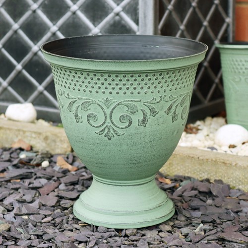 Patina urn planter aged green - patina,
