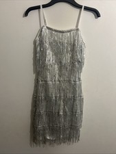 Silver White Sequin Party Dress New Years Eve 1920s Flapper Gatsby