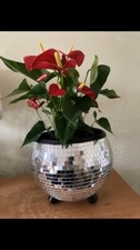 10” Large Mirrorball Disco ball Retro Art Deco Plant Pot , Flower