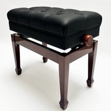 Adjustable Piano Stool With Book Storage, Polished Walnut, Black Top, SYMPHONY
