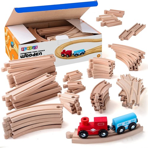 52pcs wooden train track pack - 52pcs,