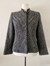 Vintage Style Alex & Co Grey Paisley Jacquard Wool Blend Formal Jacket. Size 12