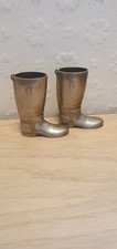 Vintage Grenadier Silver Plated Riding Boots Shot Whiskey X 2
