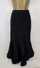 Frank Lyman Skirt Black High Low Ruffle Stretchy Lined Layered Occasion UK 14