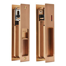 Pocket Door Lock Set with Indicator for Bathroom Door - Copper