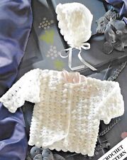 CROCHET PATTERN - SWEET LITTLE BABY GIRL'S CARDIGAN & BONNET 4-PLY 14"- 22"