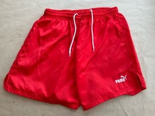 Vintage Puma Shiny Nylon Shorts Glanz Sprinter Running Red Football D8 30-38”