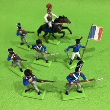 Britains Deetail 7x French Napoleonic Waterloo Soldiers (1 Horse, Flag) Made UK
