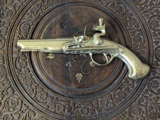 Vintage Brass Flintlock Pistol Ornamental Gun for Wall Hanging Decor