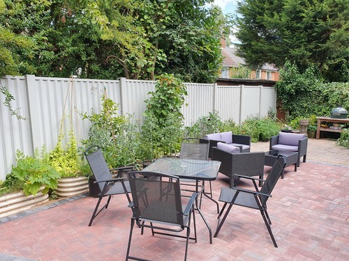 Slotted concrete fence - concrete,