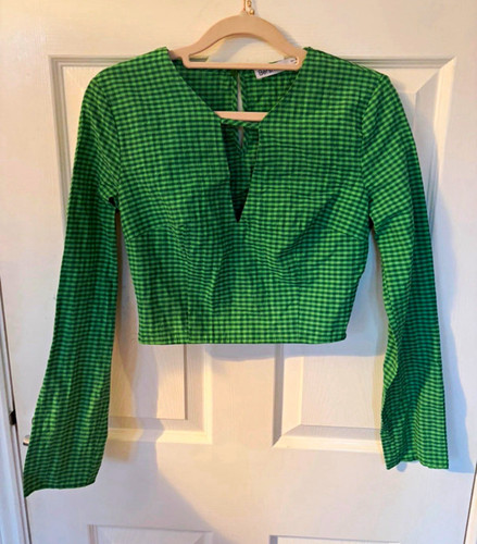 Bershka green gingham - green, crop