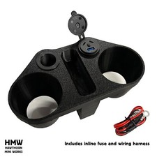 Classic Mini Dual Cup Holder - USB 3.0 C Charging Ports - Rear Ash Tray