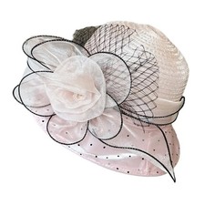 Elegant Bowler Hat for Girls Women Fascinator Fisherman Hat with Large Flower