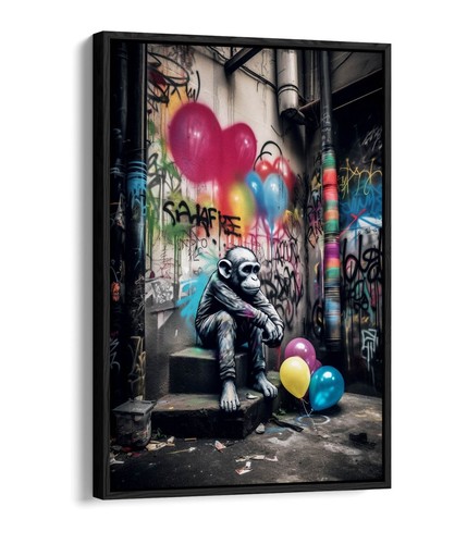 Graffiti monkey with balloons - with,