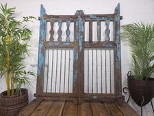 Old Pair Vintage Reclaimed Indian Wooden Iron Doors Shutters Garden Gates Screen