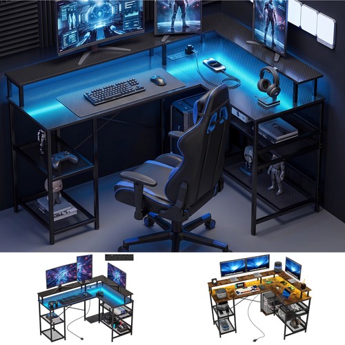 Shaped desk with led - led, lights
