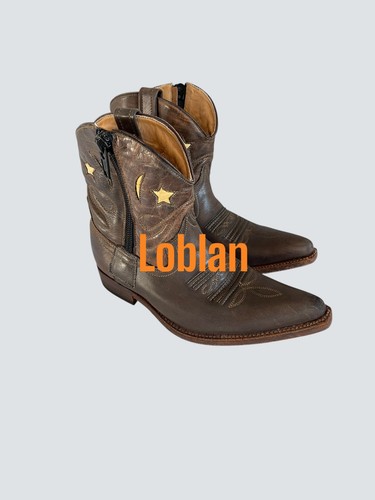 Loblan brown leather western - brown,