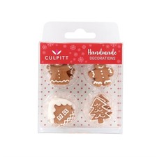 Edible Christmas Cake Sugar Decorations Topper Gingerbread Man House 12Pk