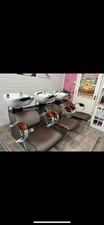 salon backwash unit. X3 basins X3 chairs brown faux leather material
