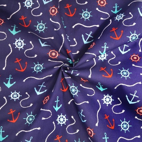 Polycotton fabric nautical - polycotton,