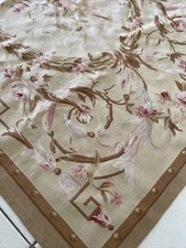 Vintage Aubusson Rug Handmade French Rug Chain Stitch Needlepoint Rug 4x6ft