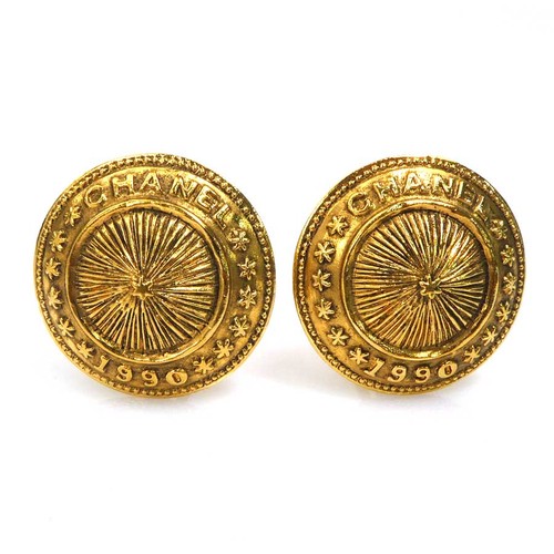Auth chanel logo earrings gold - auth,