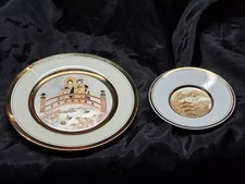 2 1983 Chokin Art Plate Yoshinobu Hara Limited Edition 18k Plate Rosholt Arita