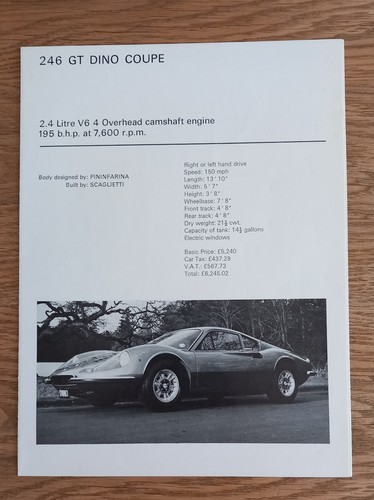 Ferrari specification leaflet