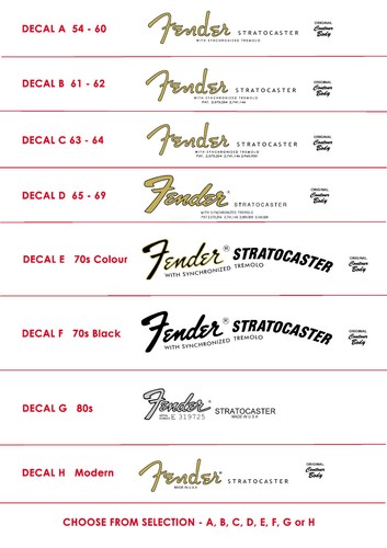 Stratocaster waterslide decal